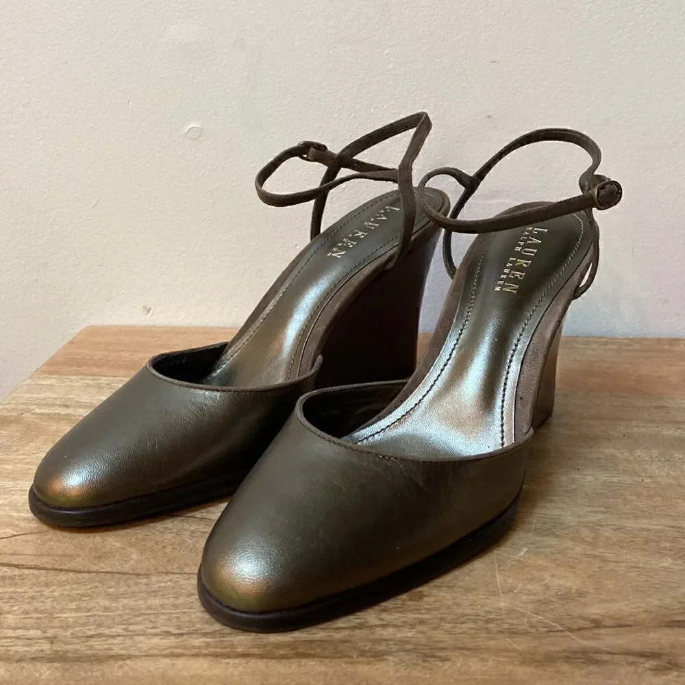 Lauren Ralph Lauren  Wedgem Leather Shoes Vintage Iredescent